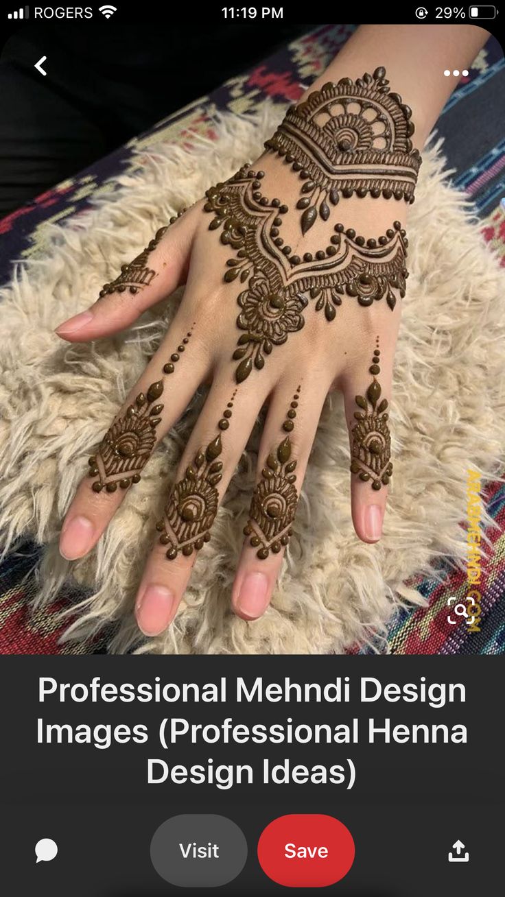 henna tattoo design on the app for iphone and ipad, with text reading professional mehni design images professional henna design ideas