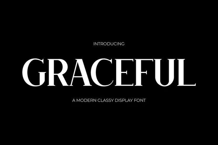 the word graceful is written in black and white, with an elegant font pattern