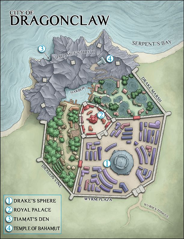 a map showing the location of dragon claw