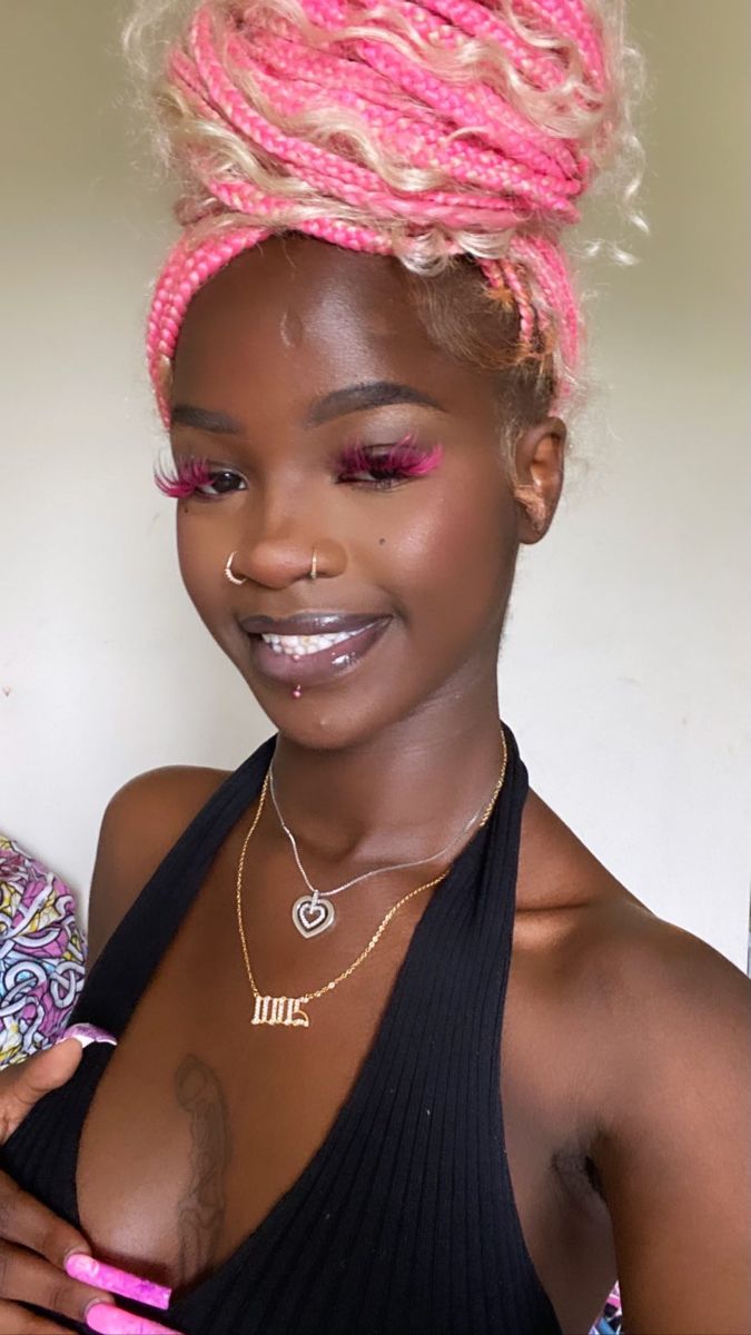 Pink Invisible Locs, Blonde And Pink Knotless Braids, Knotless Hairstyles, Aries Aesthetic, Black Hair Wigs, Blonde Braids, Braids Hairstyles Pictures, Cute Box Braids Hairstyles, Stitch Braids