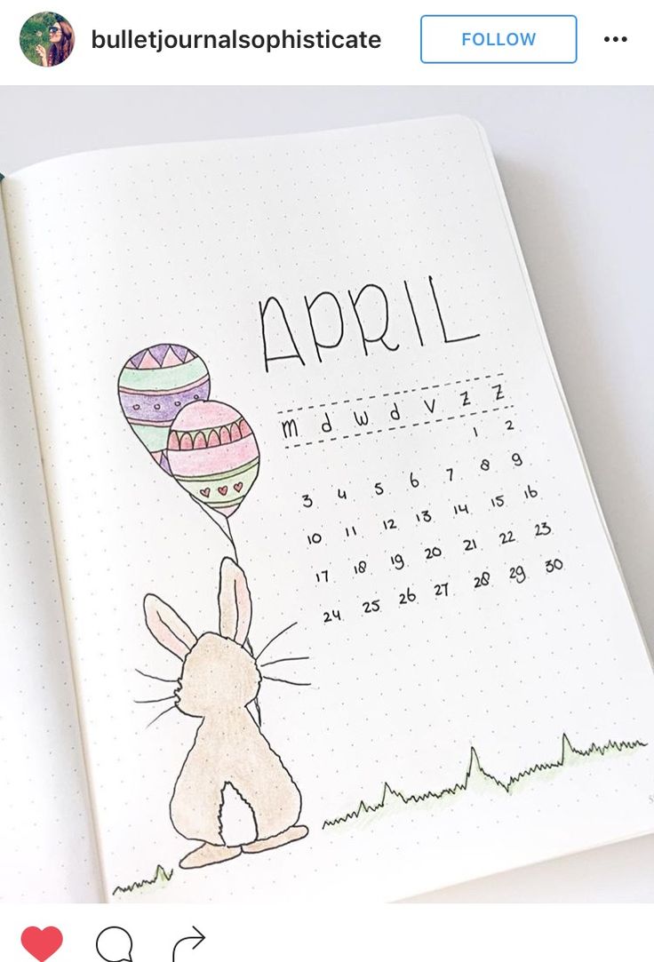 Hello April. Bunny with Easter egg balloons and calendar. Monthly Cover Ideas, Bullet Journal Title Page, Journal Monthly Cover, Journal D'inspiration, Bullet Journal Titles, April Bullet Journal, Bullet Journal Monthly, Bullet Journal Month, 심플한 그림