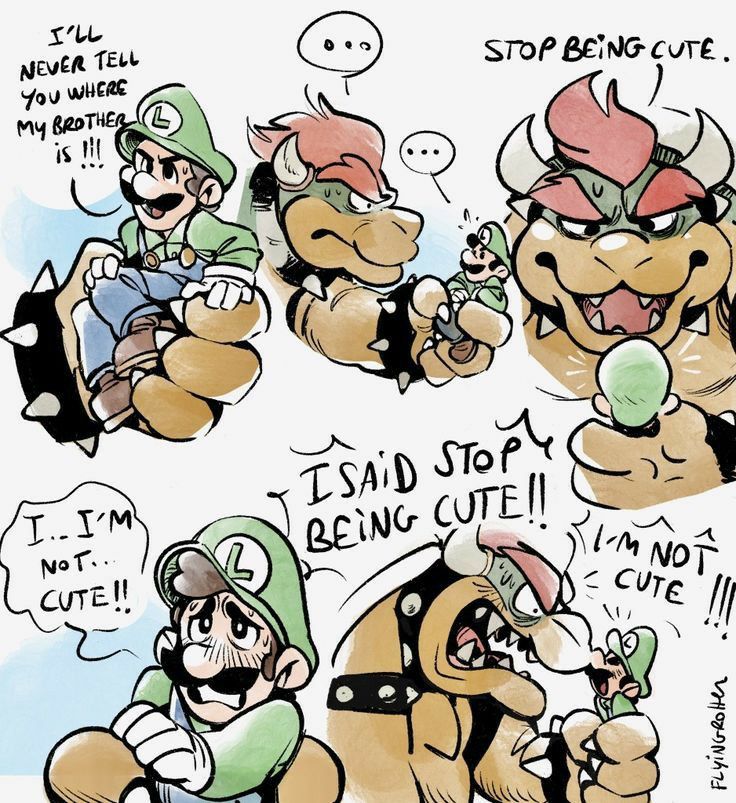 an image of mario kart and luigi in different stages of being cute with each other