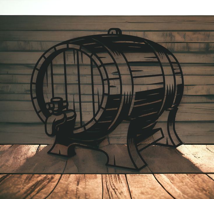 a paper cut out of a wooden barrel