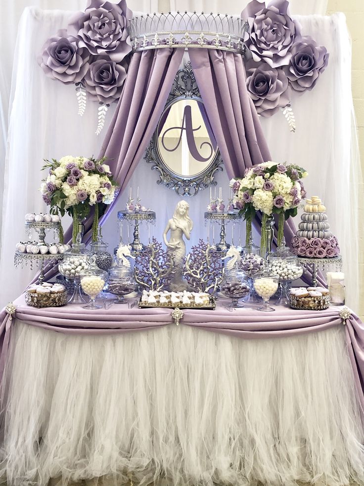 a table topped with lots of cakes and desserts