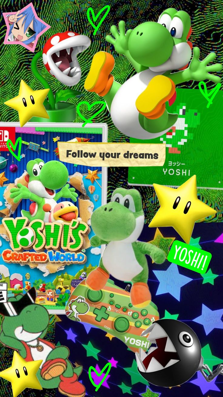 an image of the game yoshi's crafted world with stars and other objects