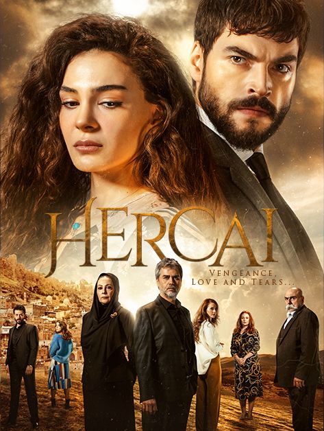 the poster for hercai, which features two men and one woman standing in front of