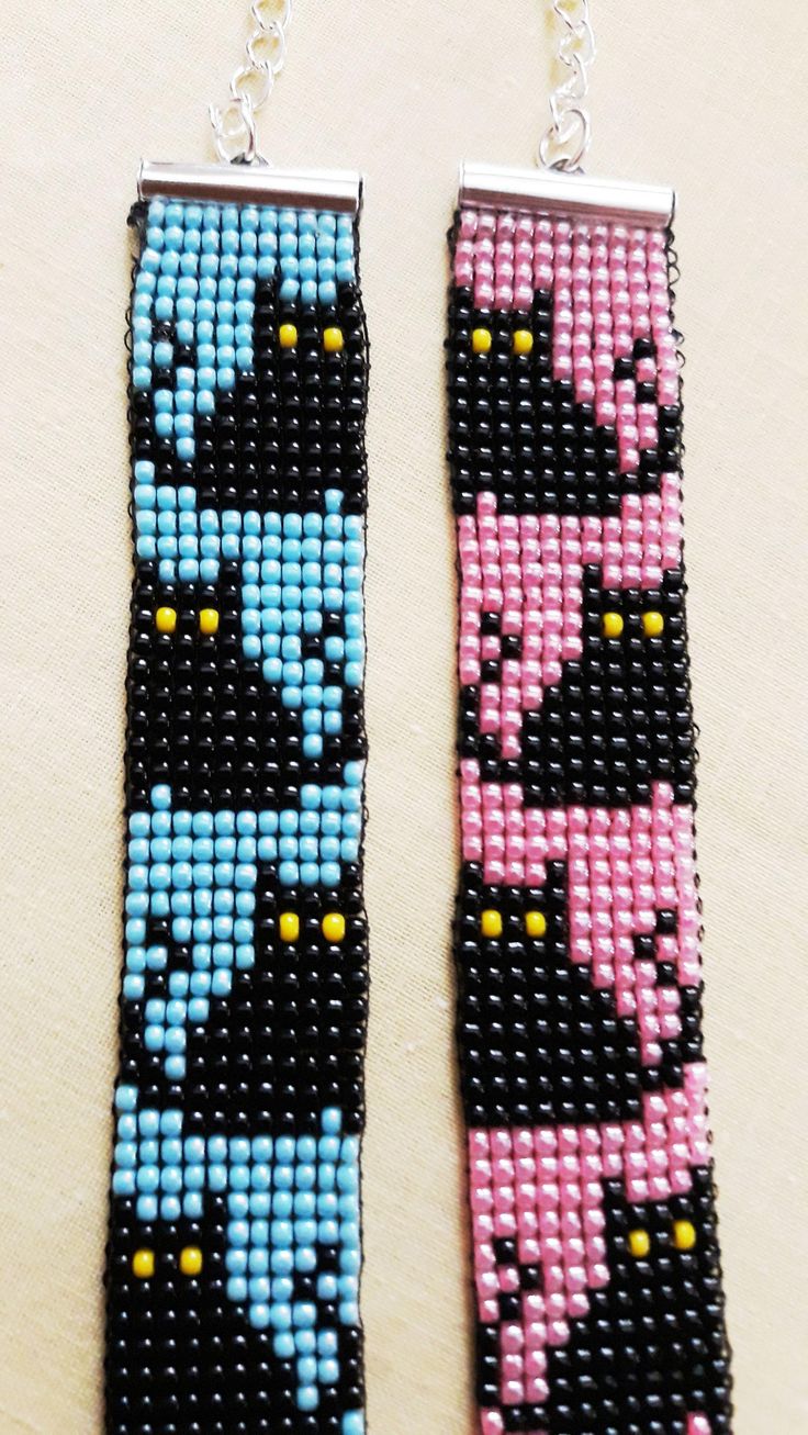 Beaded loom bracelet, cat bracelet, seed bead bracelet, woven bracelet, cat lover, gift for cat person, loom woven bracelet, pink bracelet Bead Designs Pattern, Beaded Loom Bracelet, Seed Bead Bracelet Patterns, Native Beading Patterns, Bead Loom Designs, Loom Jewelry, Loom Designs, Art Perle, Cat Bracelet