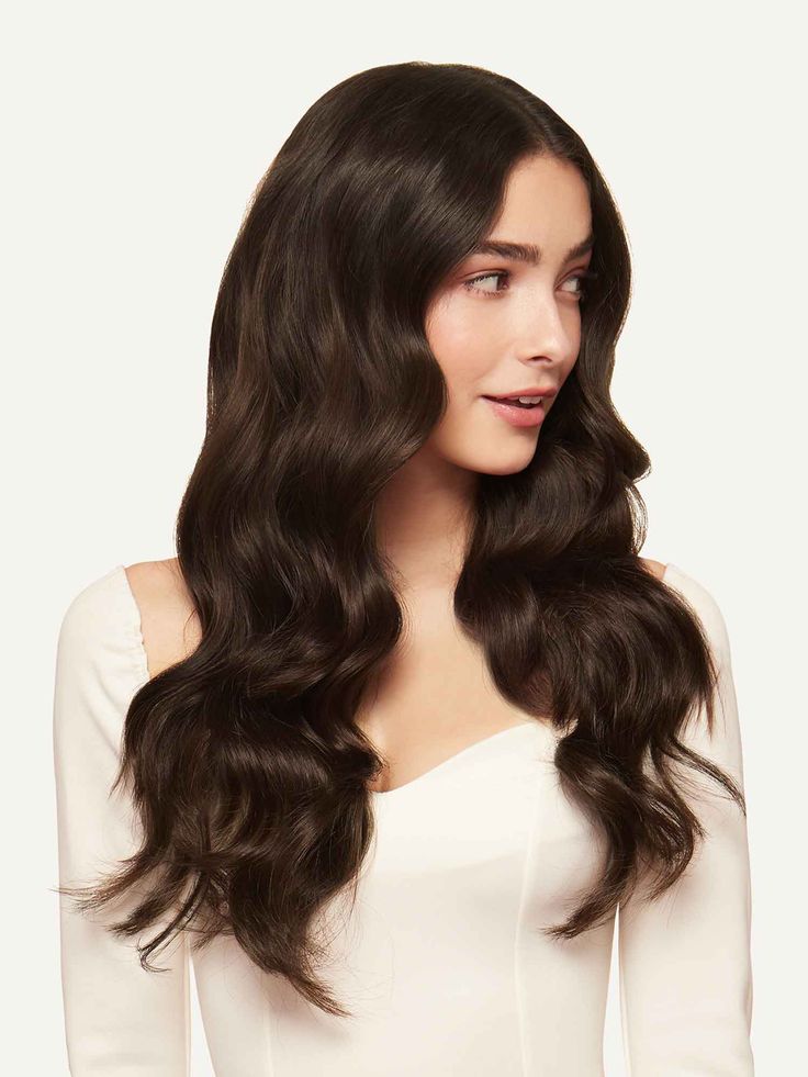 20 Classic Dark Brown Clip-Ins Luxy Hair Extensions - 20 (220g) Hair Extensions Dark Brown, Below Shoulder Length Hair, Longer Thicker Hair, Luxy Hair Extensions, Seamless Hair Extensions, Luxy Hair, Curly Clip Ins, Short Hairdos, Halo Hair Extensions