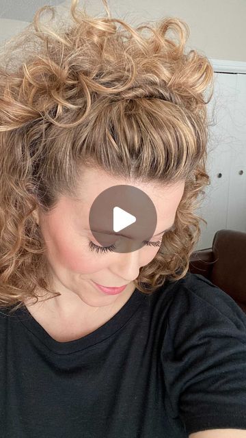 Easy Wedding Guest Hairstyles For Curly Hair, How To Pin Back Curly Hair, Updos For Medium Length Curly Hair Easy, Me And My Curls, Curly Hair Evening Style, Thick Curly Hair Styles For Women, How To Style Permed Hair Hairstyles, Short Curly Hair Half Up, Manes By Mell Hair