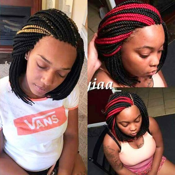 Box Braids With Yarn, Braids With Yarn, Plaits Box Braids, Pixie Braids Hairstyles, Bob For Black Women, Bob Box Braids, Braids Bob, Pixie Braids, Love Ideas