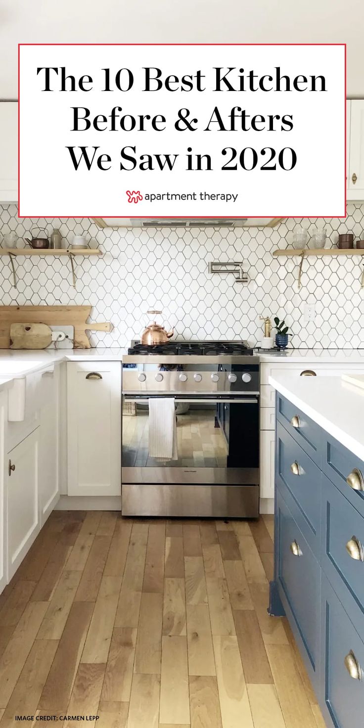 the top 10 best kitchen before and afters we saw in 2020 with text overlay