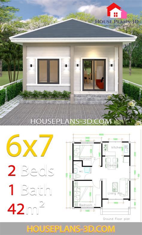 small house plan with floor plans and measurements