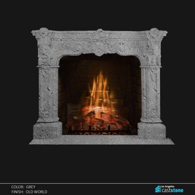 an image of a fireplace that is in the middle of a black background with text on it