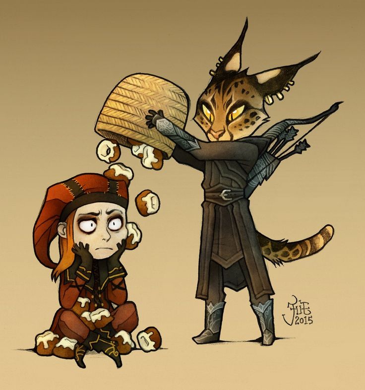 an image of a cartoon character with a cat on his head and another person holding something in their hand