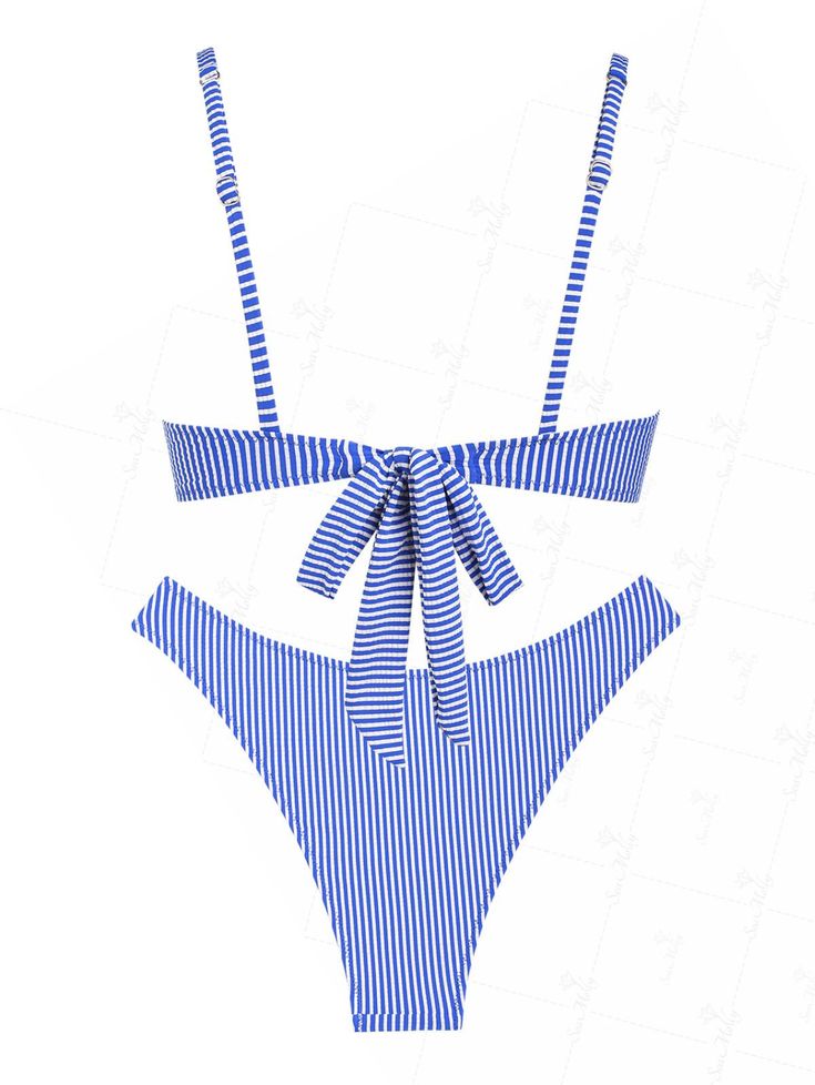 PRODUCT DESCRIPTION Embellishment:Bowknot,Tie Features:Underwire,Adjustable Shoulder Strap,Padded (Removable Pads),Lined Material:Polyester,Spandex Neckline:Spaghetti Straps Pattern Type:Striped Swimwear Category:Bikini Set Type:Cheeky Bikini Fabric Stretch:High Stretch Blue And White Bikinis, Trendy Blue Tie-side Bottom Swimwear, Beachy Blue Tie-side Swimwear Bottom, Blue Strappy Cross-tied Swimwear, Blue And White Striped Swimsuit Bikinis, Striped Swimwear, Halter Tank, Vintage Swimsuits, Blue Khakis