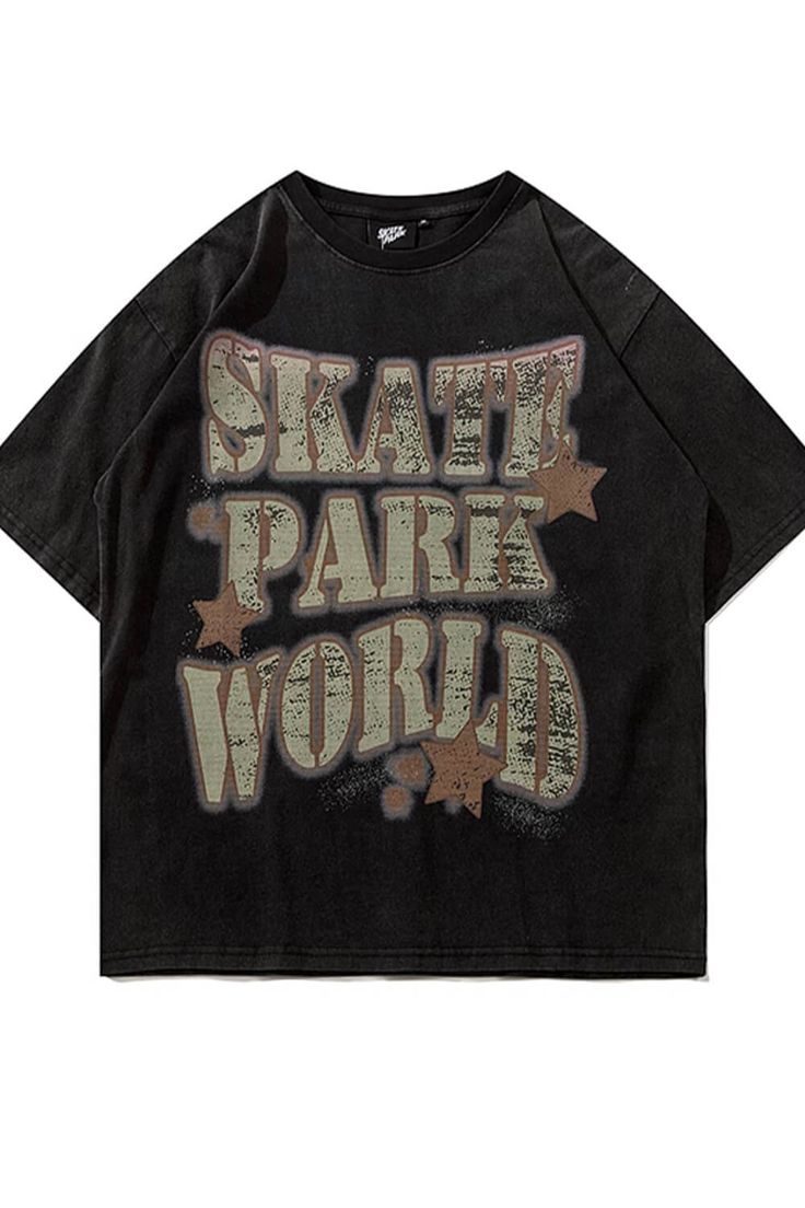 Skate Park World Unisex T-Shirt Skater Aesthetic E Girl Style, Skater Shirts, Street Punk, Aesthetic Stores, Skater Aesthetic, Rave Fashion, Graffiti Designs, Aesthetic T Shirts, Aesthetic Black