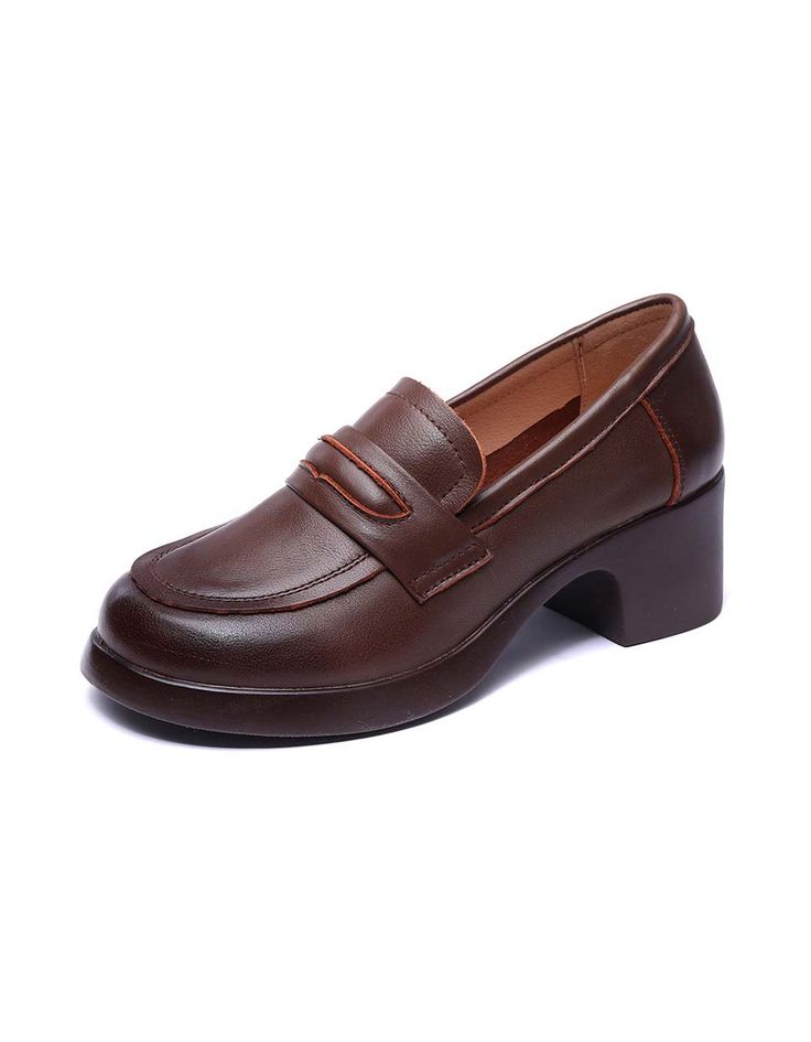 Features: 
 Item Type: Mary Jane Shoes 
 Gender: Female 
 Main Material: Cowhide 
 Heel Type: Chunky 
 Upper/sole Material: Cow Leather 
 Heel Height: Mid(5cm) 
 Closure Type: Slip-on 
 Color: Black; Brown 
 Season:Spring Autumn 
 Size:35-40 Obiono Shoes, Chunky Heels Sandals, Mary Jane Heels, Kinds Of Shoes, Jane Shoes, Fur Boots, Winter Boots Women, Womens Sandals Flat, Spring Shoes