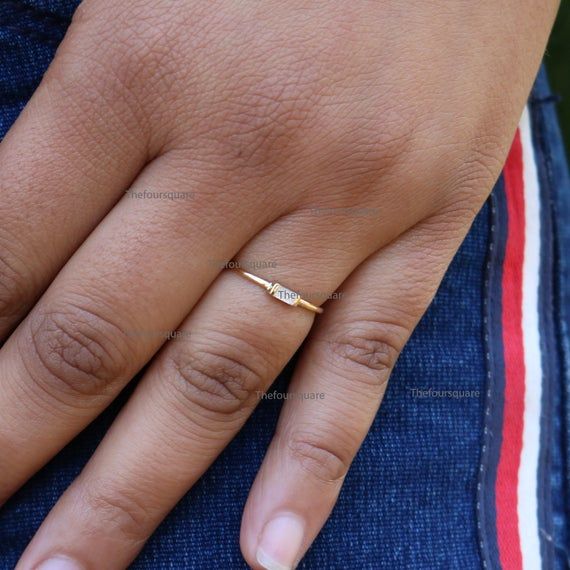 14K Gold Promise Ring, Diamond Ring, Dainty Wedding Ring, Baguette Engagement Ring, Band Ring For Her, Trio Ring, Stackable RingProduct info:14k solid goldwhite diamonds - 4x2 mm,Ring Size 7Item will be resized and shipped within 10 days.ITEM Will BE SHIPPED : India Speed PostTo get the item in 4-5 days, we can also ship it thru DHL express, please contact us before.Please select your size at the drop down menu.Thanks!♥Shipping Policy,:Processing time is 2-3 weeks. We will provide you tracking n Diamond Birthstone Ring In Baguette Cut For Promise, 14k Gold Diamond Promise Ring With Baguette Cut, Dainty Diamond Promise Ring With Baguette Diamonds, Dainty Baguette Cut Ring With Single Diamond, Dainty Single Diamond Baguette Cut Ring, Dainty Baguette Diamond Promise Ring, Dainty Baguette Cut Diamond Ring, Minimalist Stackable Wedding Rings With Baguette Diamonds, Dainty 14k Gold Diamond Ring With Baguette Diamonds