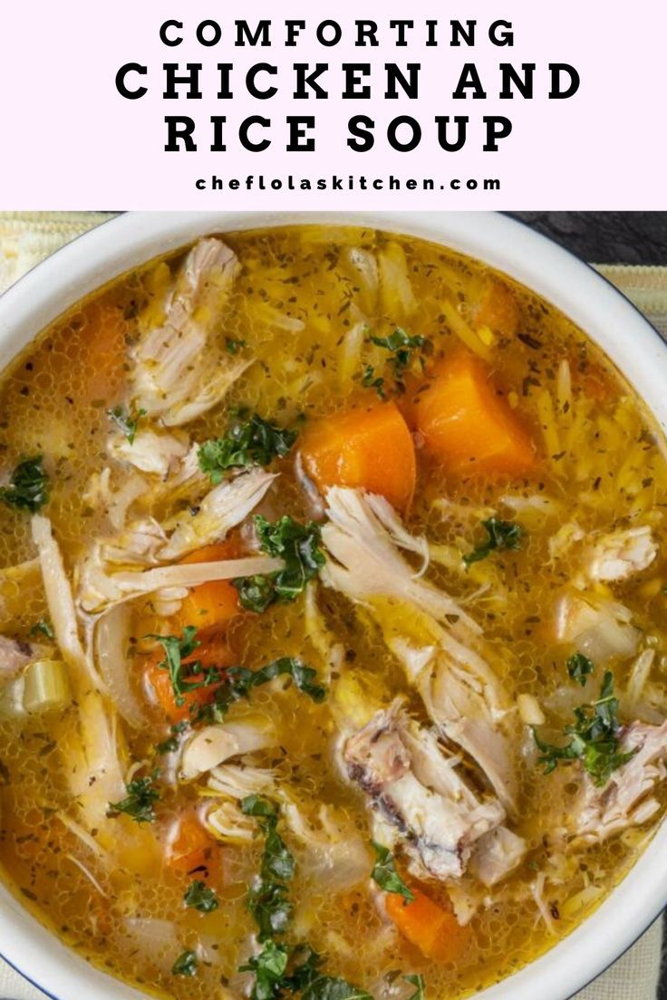 A bowl of chicken and rice soup Homemade Chicken And Rice Soup, Easy Chicken And Rice Soup, Homemade Chicken And Rice, Chicken Soup Recipes Homemade, Homemade Chicken Soup, Easy Chicken And Rice, Chicken Rice Soup, Homemade Soup Recipe, Comfort Soup