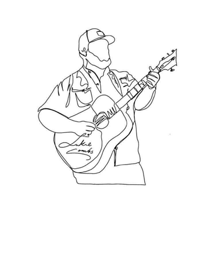 a drawing of a man playing the guitar