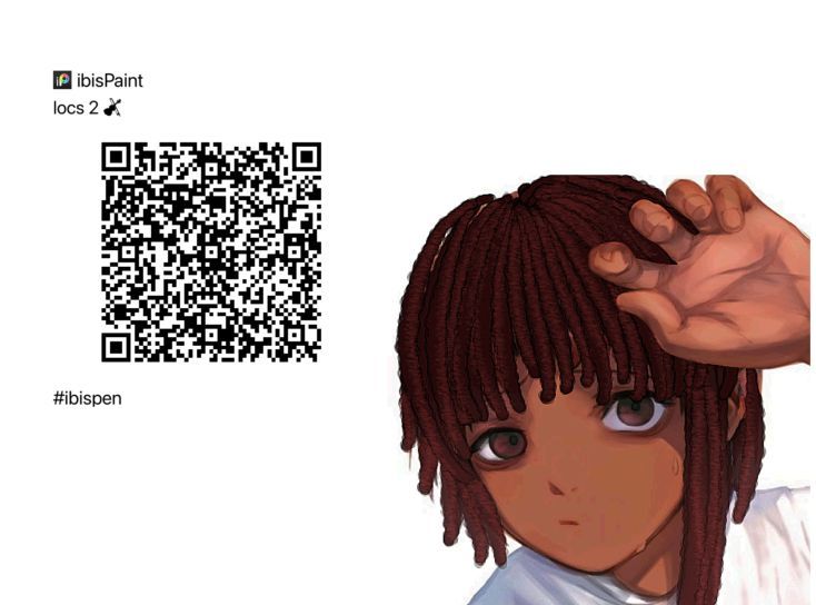 a person with long dreadlocks holding their head in front of a qr code