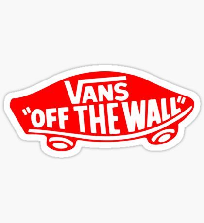 the vans off the wall logo is shown in red on a white background with an orange outline