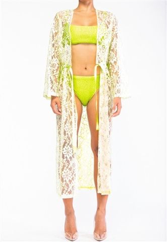 Long Spring Loungewear Cover-up, White Wrap Cover-up For Beach Party, Chic Long Sleeve Summer Robe, Spring Wrap Robe For Beach Cover-up, Fitted Green Spring Kimono, Fitted Spring Vacation Kimono, White Wrap Cover-up For Spring, Fitted Cover-up For Spring Beach Party, Green Spring Cover-up For Beach Party