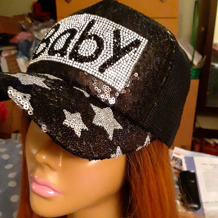 Cute Snap Back Cap That Has Baby Blinged Out On The Front Of The Cap. It Will Add Real Life Sparkling Pizazz To Any Style. *Comes With A Free Gift Black Snapback Trucker Hat For Party, Trendy Black Trucker Hat For Party, Black Snapback Baseball Cap For Party, Adjustable Silver Snapback Baseball Cap, Silver Adjustable Snapback Baseball Cap, Red Angel Wings, Ny Hat, Snap Back Cap, White Baseball Cap