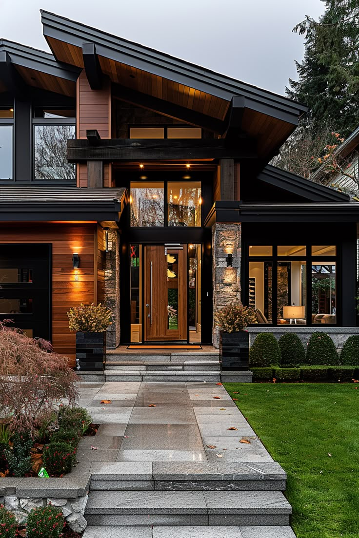 Discover luxury and extraordinary house exteriors! Explore stunning designs, premium materials, and unique architectural elements for your dream home. #LuxuryHouseExteriorDesign #ExtraordinaryHomeExteriors #UniqueArchitecturalElements #PremiumHomeDesign #HighEndExteriorFinishes #LuxuryCurbAppeal #ModernLuxuryHomes #ElegantExteriorDetails #ArchitecturalMasterpieces #ExclusiveHomeDesign #LuxuryOutdoorSpaces Exterior Color Palettes, Home In Nature, Luxury Outdoor Spaces, Home Exterior Colors, Pitch Roof, Modern Facade, Tiny House Exterior, Beautiful Exterior, Small House Design Exterior