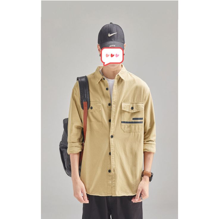 Loose Single-breasted Cargo Shirt  Material:100% cotton  Size:M,L,XL,2XL,3XL Color：Black,Light Green,Khaki  Season: Spring,Autumn,Winter   Occasion: Leisure,Outdoor, Daily,Vacation Khaki Cotton Collared Shirt, Casual Streetwear Shirt With Buttons, Casual Button Shirt For Streetwear, Khaki Cotton Button-up Top, Casual Khaki Button-up Shirt, Khaki Button Closure Top For Streetwear, Khaki Cotton Top With Casual Collar, Khaki Top With Button Closure For Streetwear, Khaki Long Sleeve Cotton Shirt