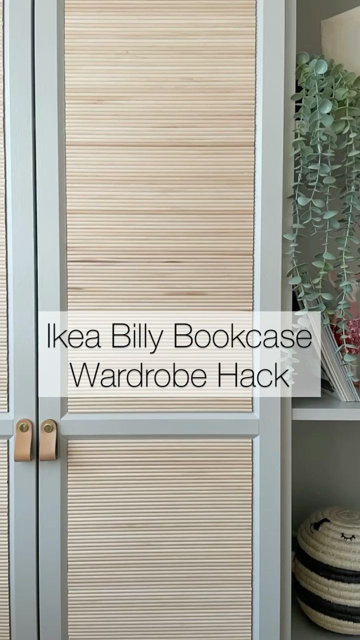 ikea billy bookcase wardrobe hacket with text overlay reading ikea billy bookcase wardrobe hacket