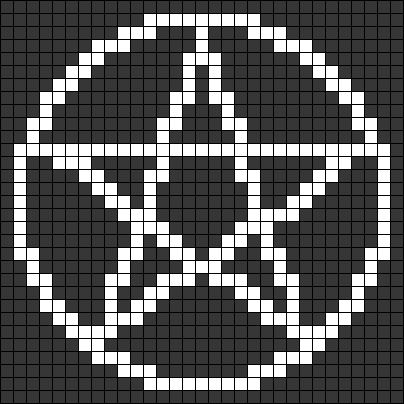 a cross stitched pattern in white and black with an inverted star on the center