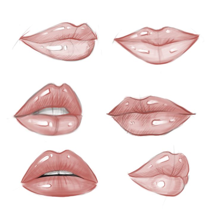 six lips with different shapes and sizes