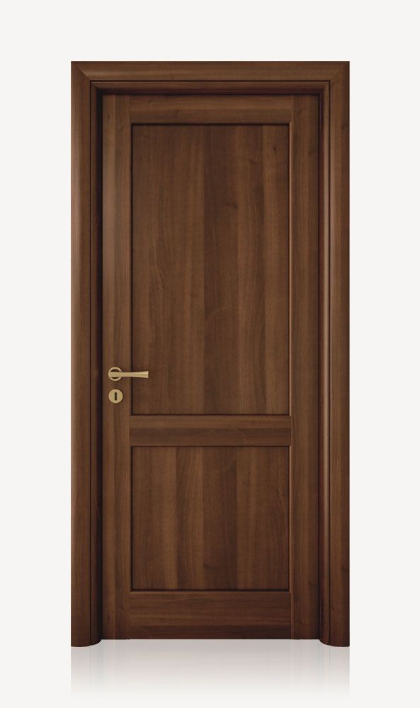 an open wooden door with a handle on the front and side panels, in dark wood