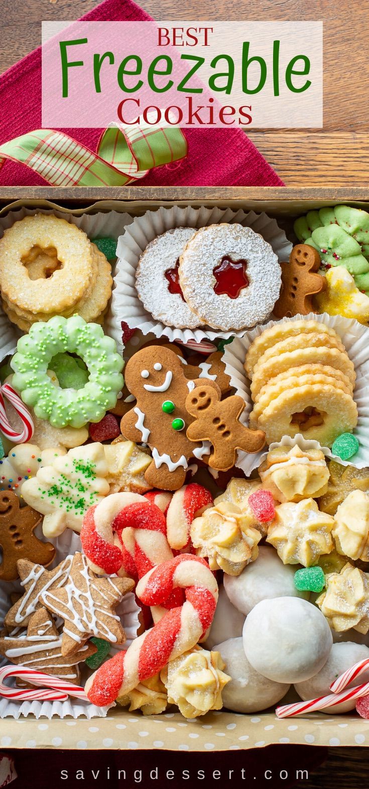 a box filled with lots of cookies and pretzels on top of a table