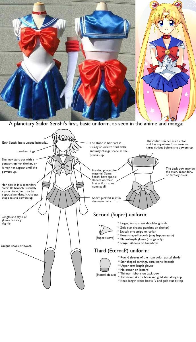 the instructions for how to make a sailor girl costume from sailor kitty, sailor moon and sailor