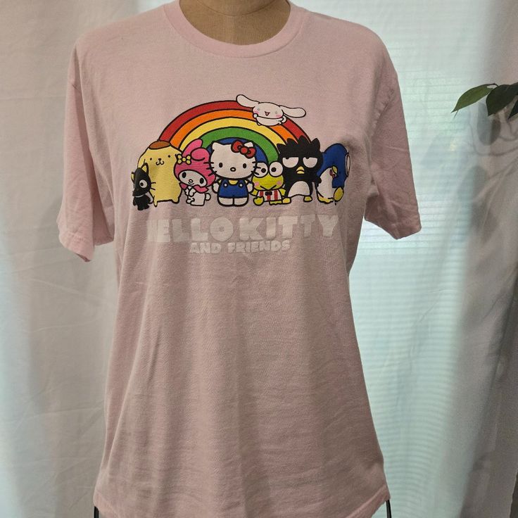 Hello Kitty And Friends T-Shirt. Pink In Color. Size Large 42/44 Sanri 2022 100% Cotton. New With Tags. No Rips, Tears, Or Stains. Hello Kitty T Shirt, Kitty Clothes, Hello Kitty Clothes, Friends T Shirt, Hello Kitty And Friends, Friends Tshirt, Cat Tshirt, Pink White, Colorful Shirts