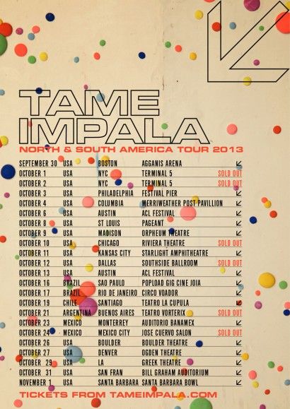 an event poster for tame impatia, featuring the names and numbers on it