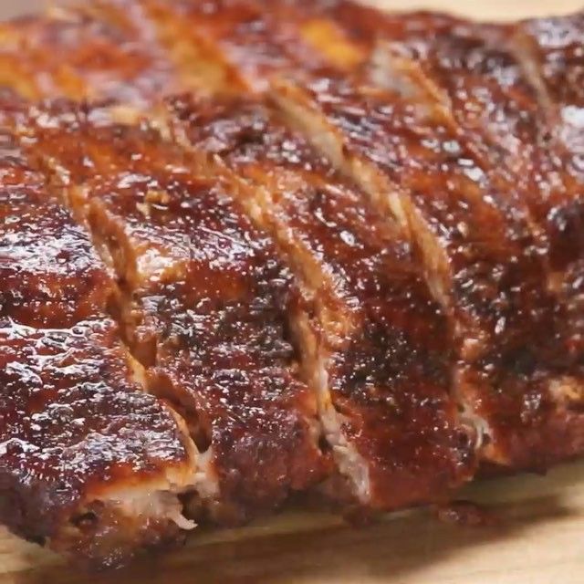 closeup of sliced meat on a cutting board