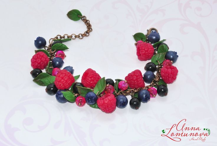 "Berries jewelry set Bracelet Sister gift Wife bracelet gift Raspberries bracelet gift Blueberry earrings Berry jewelry gift Juicy jewelry  Berry bracelet of polymer clay. Bracelet with raspberries, blueberry and currant bracelet. Red glass beads reminiscent of red currants Bilberry earrings - GIFT for you! The bracelet looks natural like gifts of summer is on your wrist. Admiring glances and incredible attention are guaranteed for you.  For these berries I used high quality polymer clay Fimo. Each element is made by hand in a special technique. Leaves have realistic pattern on both sides. Such bracelet and earrings will be a perfect gift for her. Length of the bracelet approx 18см / 7.09\" + extension chain 5см / 1,97\" A earrings studs that fits perfectly with these bracelet: http://etsy Blue Resin Bracelets As Gifts, Blue Resin Bracelets For Gift, Blue Resin Bracelets For Gifts, Blue Resin Bracelets Perfect For Gifts, Handmade Bracelet Jewelry For Birthday Gift, Handmade Dangle Jewelry For Birthday Gift, Handmade Polymer Clay Bracelet, Handmade Polymer Clay Jewelry Bracelet, Pink Resin Bracelet Gift