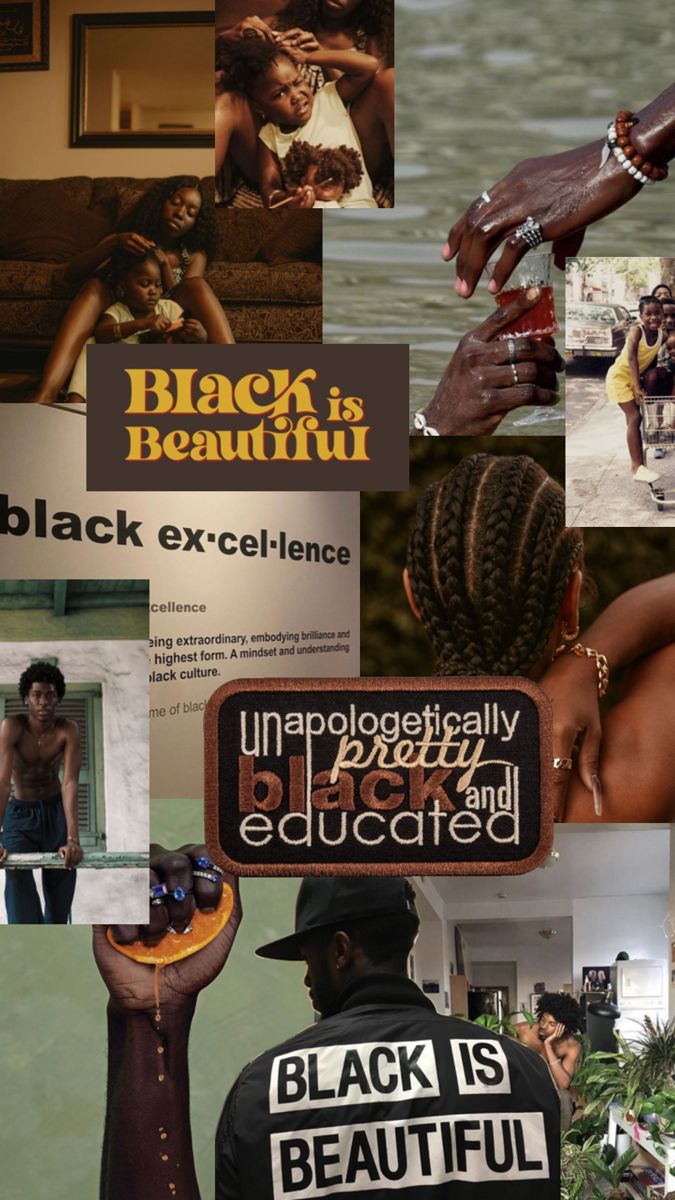 black is beautiful collage with images and words