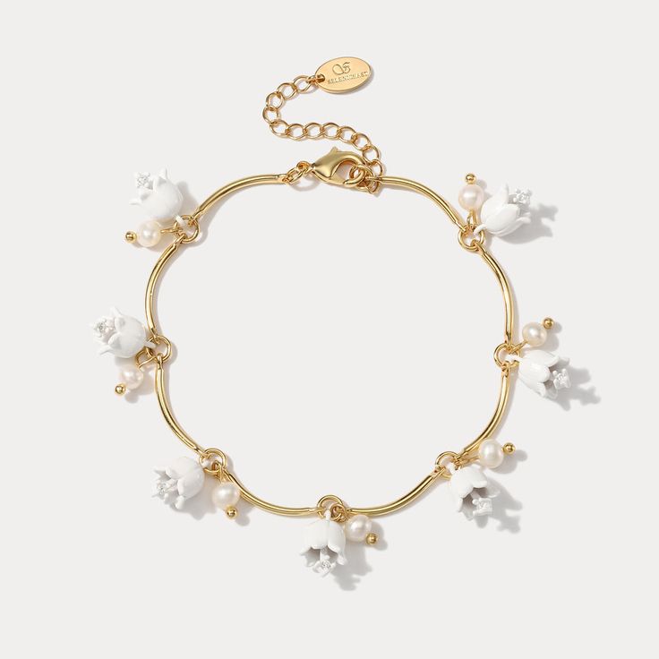 Lily Of The Valley Bracelet Luxury Elegant Jewelry With Flower Charm, Lily Of The Vally Necklace, Beautiful Flower Bracelet, Luxury Gold Bracelets With Flower Shape, Luxury Silver Jewelry With Flower Charm, Lily Of The Valley Jewelry, Ethereal Jewelry, Dope Jewelry Accessories, Flowers Earrings