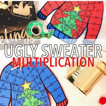 ugly sweaters with the words ugly sweater multiplication