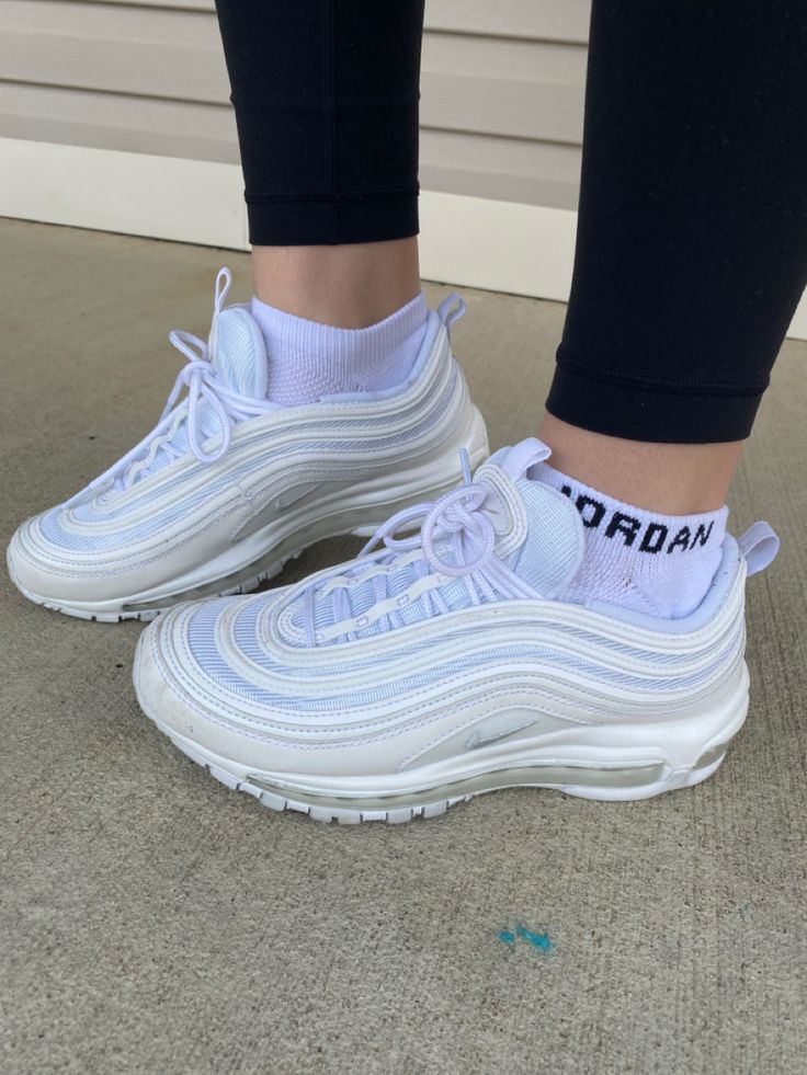 Jordan Socks Outfit, Nike Air Max 97 Outfit, Air Max 97 Outfit, Jordan Socks, White Air Max 97, Air Max 97s, Socks Outfit, Sock Outfits, Nike Air Max 97