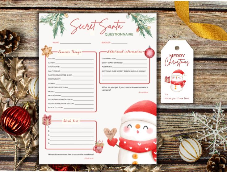 a printable christmas wish list on a wooden table