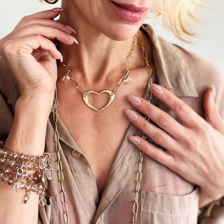 Open Heart pendant Choose Gold or Silver Finish Crystal Quartz Plated brass chain Wear yours long or doubled Comes with a magnetic clasp Boho Wrap Bracelet, Multi Strand Bracelet, Heart Chain, Mala Bracelet, Toggle Bracelet, Strand Bracelet, Open Heart, Crystal Quartz, Magnetic Clasp