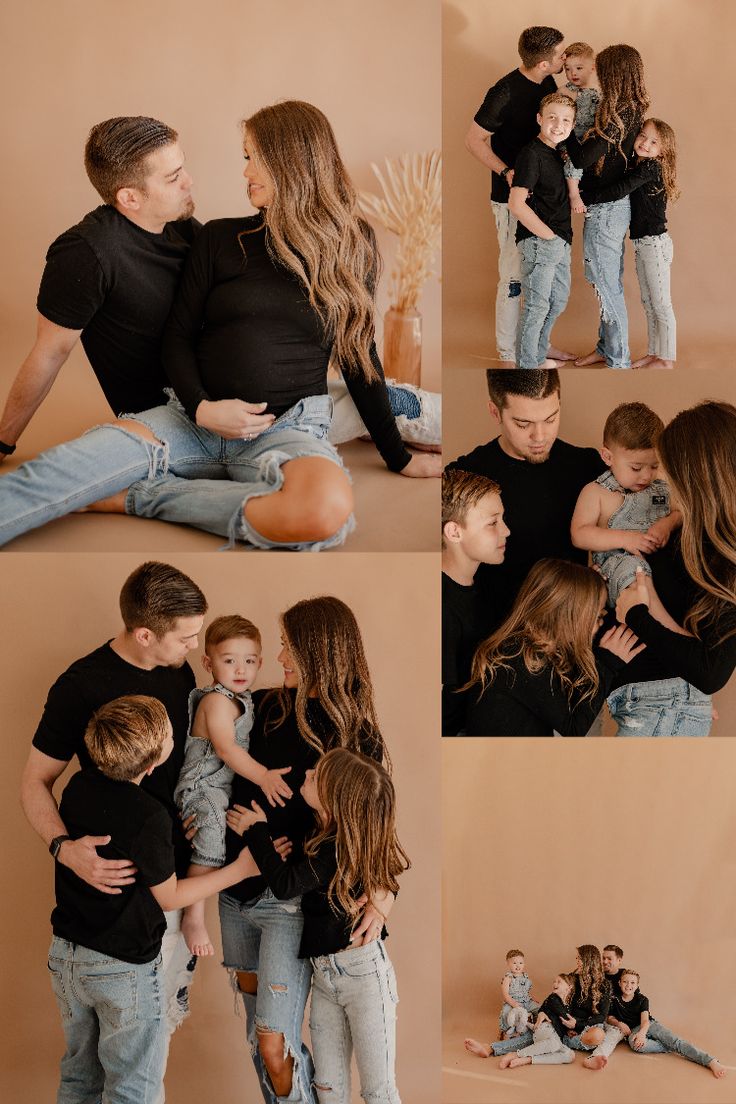 a collage of family photos with their child and mother holding her son in his arms