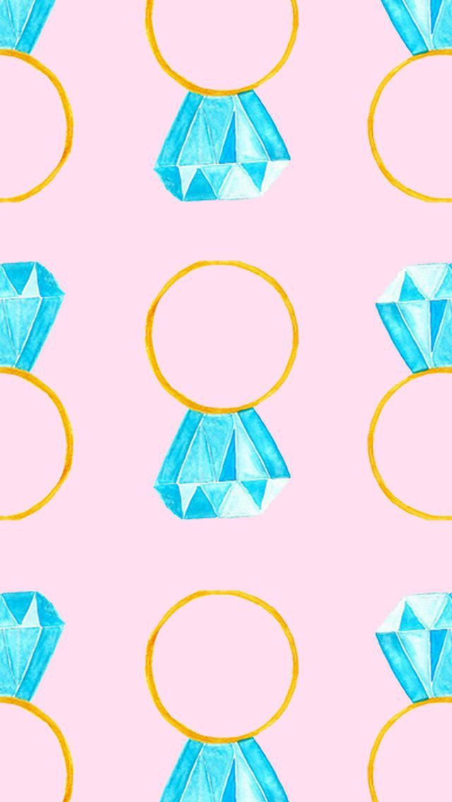 an image of blue rings and diamonds on pink background seamless wallpaper with pastel colors