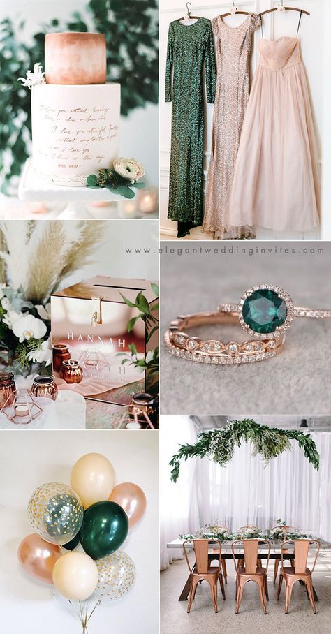 a collage of photos with balloons, cake and other things to wear for a wedding