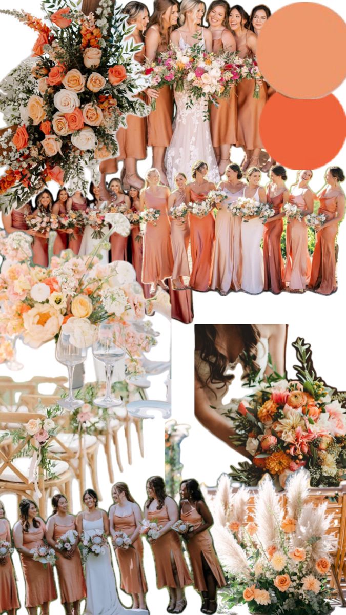 an orange and pink wedding color scheme